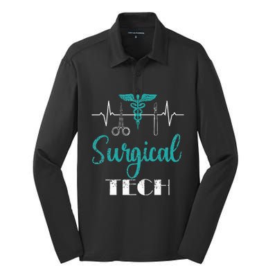 Scrub Tech Surgical Tech Week Technologist Technicians EKG Silk Touch Performance Long Sleeve Polo