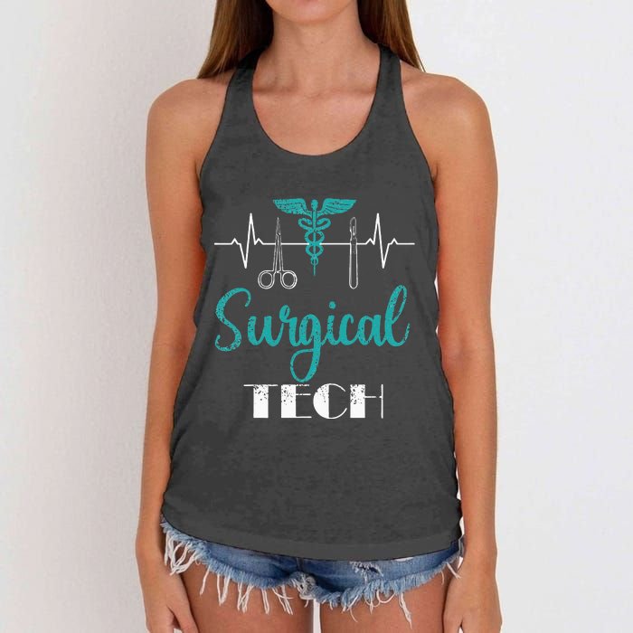 Scrub Tech Surgical Tech Week Technologist Technicians EKG Women's Knotted Racerback Tank