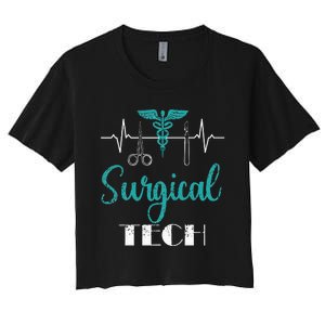 Scrub Tech Surgical Tech Week Technologist Technicians EKG Women's Crop Top Tee