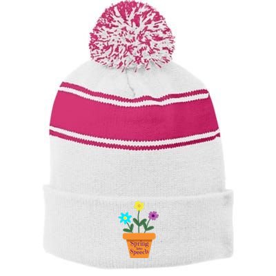 Speech Therapy Speech Language Pathology CCC SLP Spring Stripe Pom Pom Beanie