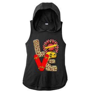 Skateboard T Shirts Love Skating Leopard Sunflower Graphic Plus Size Ladies PosiCharge Tri-Blend Wicking Draft Hoodie Tank