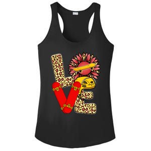 Skateboard T Shirts Love Skating Leopard Sunflower Graphic Plus Size Ladies PosiCharge Competitor Racerback Tank