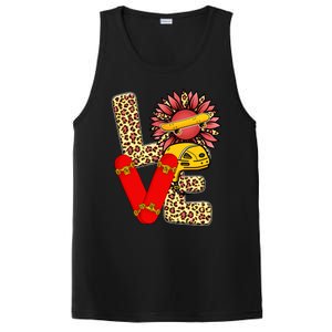 Skateboard T Shirts Love Skating Leopard Sunflower Graphic Plus Size PosiCharge Competitor Tank