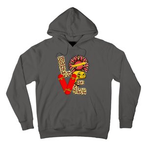 Skateboard T Shirts Love Skating Leopard Sunflower Graphic Plus Size Hoodie