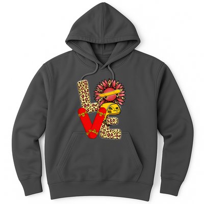 Skateboard T Shirts Love Skating Leopard Sunflower Graphic Plus Size Hoodie