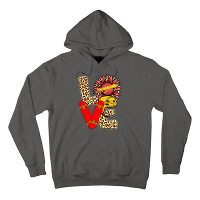 Skateboard T Shirts Love Skating Leopard Sunflower Graphic Plus Size Hoodie