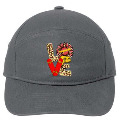 Skateboard T Shirts Love Skating Leopard Sunflower Graphic Plus Size 7-Panel Snapback Hat
