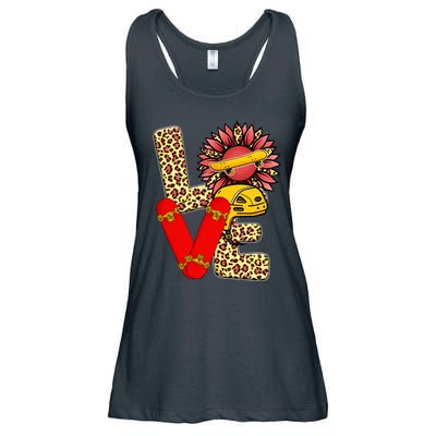 Skateboard T Shirts Love Skating Leopard Sunflower Graphic Plus Size Ladies Essential Flowy Tank