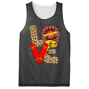 Skateboard T Shirts Love Skating Leopard Sunflower Graphic Plus Size Mesh Reversible Basketball Jersey Tank