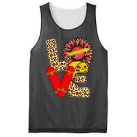 Skateboard T Shirts Love Skating Leopard Sunflower Graphic Plus Size Mesh Reversible Basketball Jersey Tank