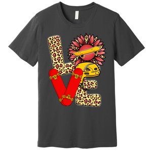 Skateboard T Shirts Love Skating Leopard Sunflower Graphic Plus Size Premium T-Shirt