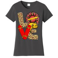 Skateboard T Shirts Love Skating Leopard Sunflower Graphic Plus Size Women's T-Shirt