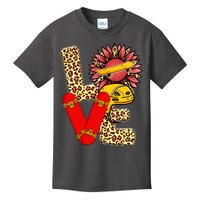 Skateboard T Shirts Love Skating Leopard Sunflower Graphic Plus Size Kids T-Shirt