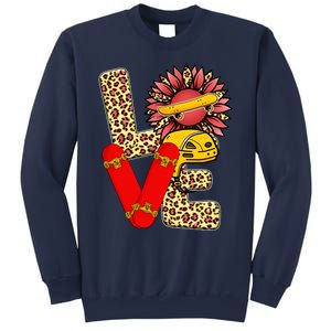 Skateboard T Shirts Love Skating Leopard Sunflower Graphic Plus Size Sweatshirt