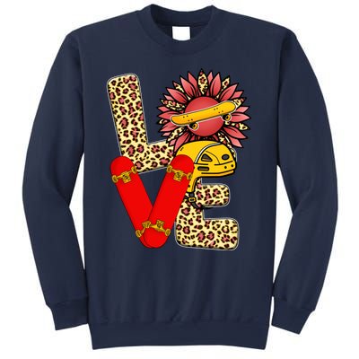 Skateboard T Shirts Love Skating Leopard Sunflower Graphic Plus Size Sweatshirt