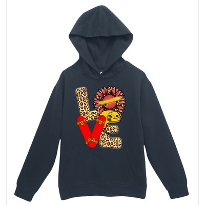 Skateboard T Shirts Love Skating Leopard Sunflower Graphic Plus Size Urban Pullover Hoodie