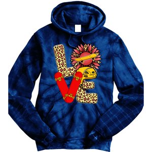 Skateboard T Shirts Love Skating Leopard Sunflower Graphic Plus Size Tie Dye Hoodie