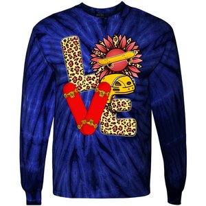 Skateboard T Shirts Love Skating Leopard Sunflower Graphic Plus Size Tie-Dye Long Sleeve Shirt