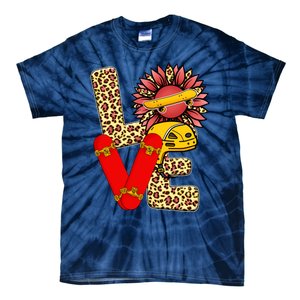 Skateboard T Shirts Love Skating Leopard Sunflower Graphic Plus Size Tie-Dye T-Shirt