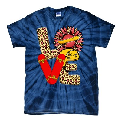 Skateboard T Shirts Love Skating Leopard Sunflower Graphic Plus Size Tie-Dye T-Shirt