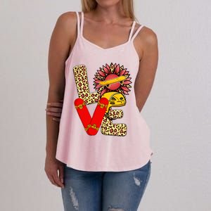 Skateboard T Shirts Love Skating Leopard Sunflower Graphic Plus Size Women's Strappy Tank