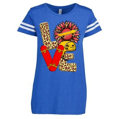 Skateboard T Shirts Love Skating Leopard Sunflower Graphic Plus Size Enza Ladies Jersey Football T-Shirt