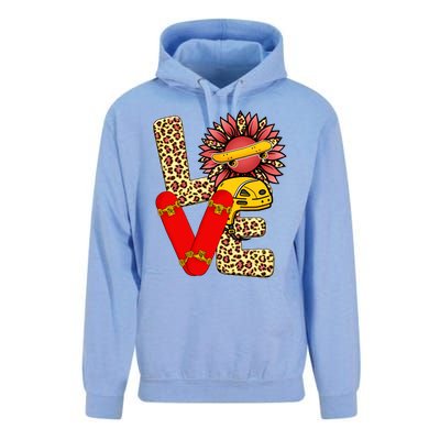 Skateboard T Shirts Love Skating Leopard Sunflower Graphic Plus Size Unisex Surf Hoodie