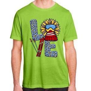 Skiing T Shirts Love Leopard Sunflower Graphic Plus Size Adult ChromaSoft Performance T-Shirt