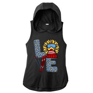 Skiing T Shirts Love Leopard Sunflower Graphic Plus Size Ladies PosiCharge Tri-Blend Wicking Draft Hoodie Tank