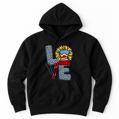 Skiing T Shirts Love Leopard Sunflower Graphic Plus Size Hoodie