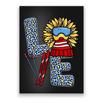 Skiing T Shirts Love Leopard Sunflower Graphic Plus Size Poster