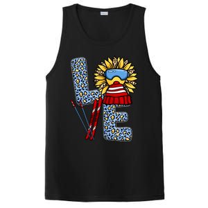 Skiing T Shirts Love Leopard Sunflower Graphic Plus Size PosiCharge Competitor Tank