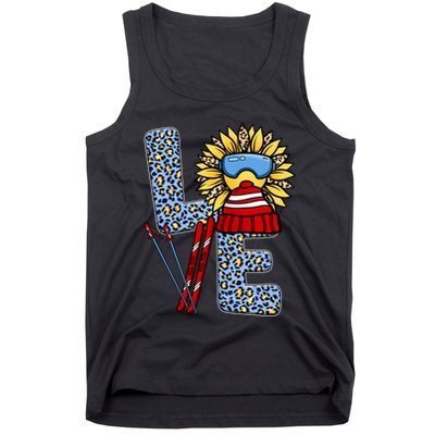 Skiing T Shirts Love Leopard Sunflower Graphic Plus Size Tank Top