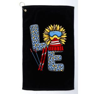 Skiing T Shirts Love Leopard Sunflower Graphic Plus Size Platinum Collection Golf Towel