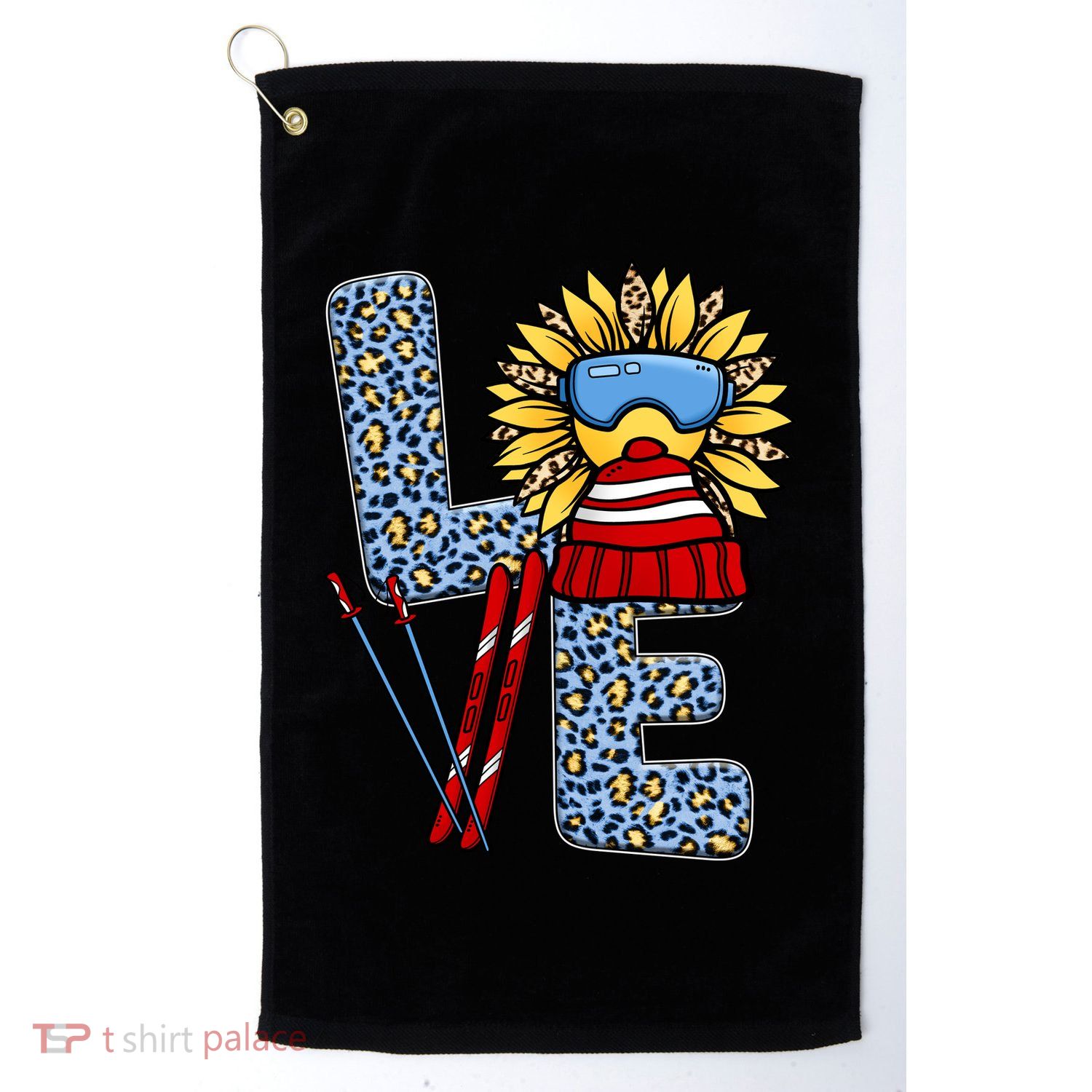 Skiing T Shirts Love Leopard Sunflower Graphic Plus Size Golf Towel