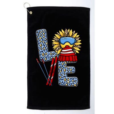 Skiing T Shirts Love Leopard Sunflower Graphic Plus Size Platinum Collection Golf Towel