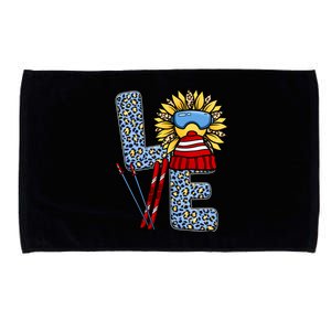 Skiing T Shirts Love Leopard Sunflower Graphic Plus Size Microfiber Hand Towel