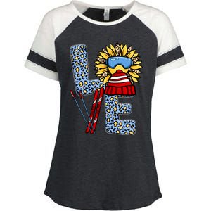 Skiing T Shirts Love Leopard Sunflower Graphic Plus Size Enza Ladies Jersey Colorblock Tee