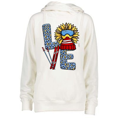 Skiing T Shirts Love Leopard Sunflower Graphic Plus Size Womens Funnel Neck Pullover Hood