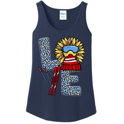 Skiing T Shirts Love Leopard Sunflower Graphic Plus Size Ladies Essential Tank