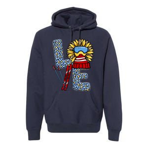 Skiing T Shirts Love Leopard Sunflower Graphic Plus Size Premium Hoodie