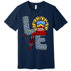 Skiing T Shirts Love Leopard Sunflower Graphic Plus Size Premium T-Shirt