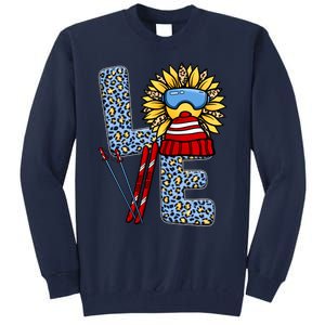 Skiing T Shirts Love Leopard Sunflower Graphic Plus Size Tall Sweatshirt