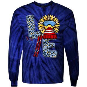 Skiing T Shirts Love Leopard Sunflower Graphic Plus Size Tie-Dye Long Sleeve Shirt