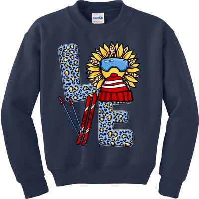 Skiing T Shirts Love Leopard Sunflower Graphic Plus Size Kids Sweatshirt