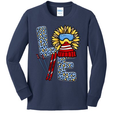 Skiing T Shirts Love Leopard Sunflower Graphic Plus Size Kids Long Sleeve Shirt