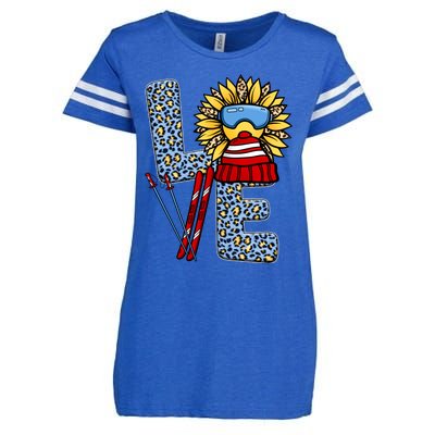 Skiing T Shirts Love Leopard Sunflower Graphic Plus Size Enza Ladies Jersey Football T-Shirt