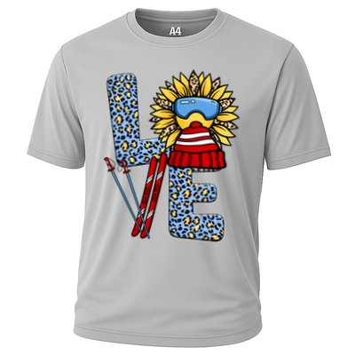 Skiing T Shirts Love Leopard Sunflower Graphic Plus Size Performance Shirt