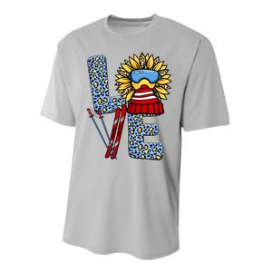 Skiing T Shirts Love Leopard Sunflower Graphic Plus Size Performance Sprint T-Shirt