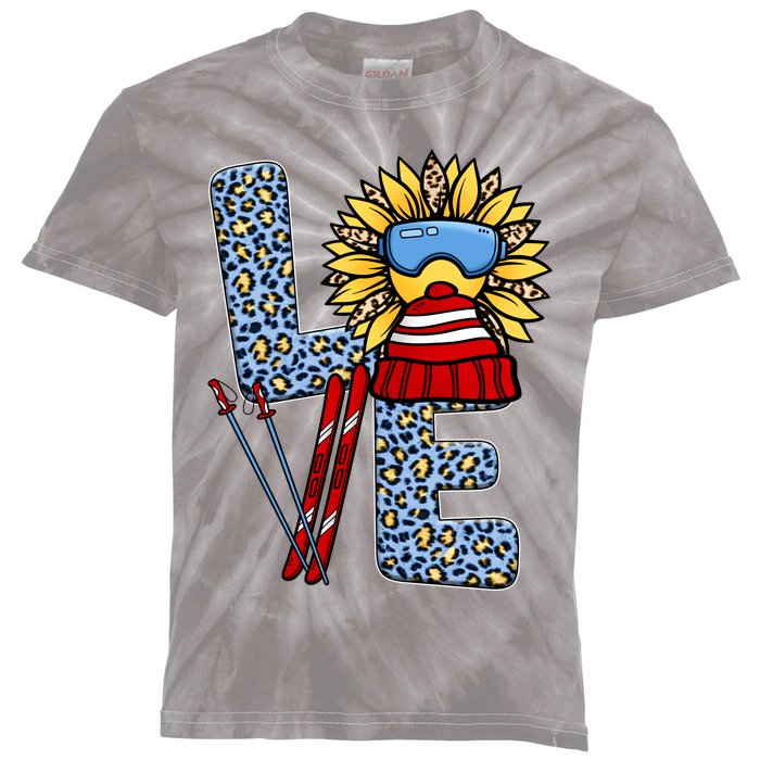 Skiing T Shirts Love Leopard Sunflower Graphic Plus Size Kids Tie-Dye T-Shirt